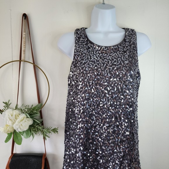 Pink Collection Gray Sequined Sleeveless Mini Dress EUC - Picture 2 of 7
